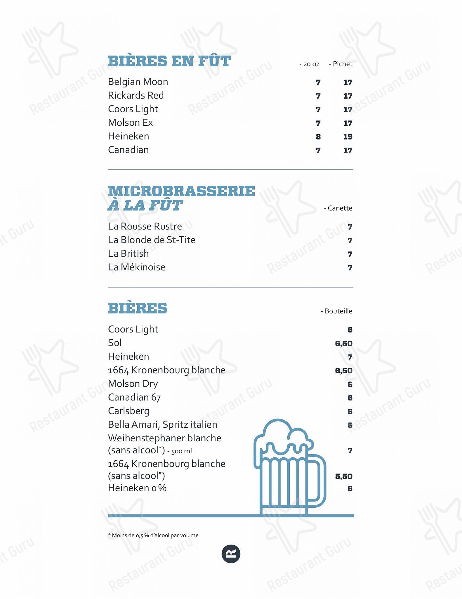 Resto Rio dans Batiscan - Menu bar