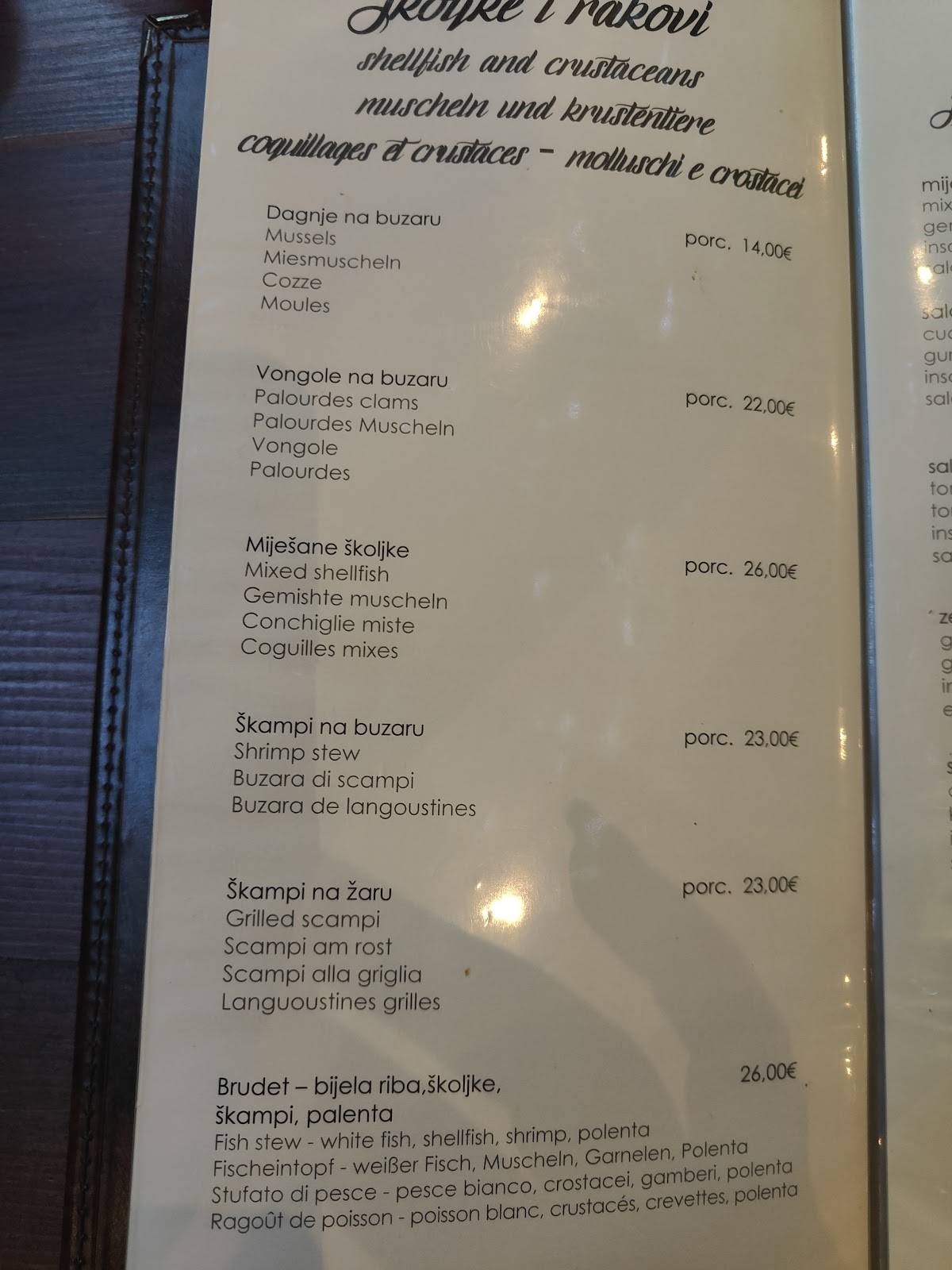 Menu di Restoran Konoba Martinac 