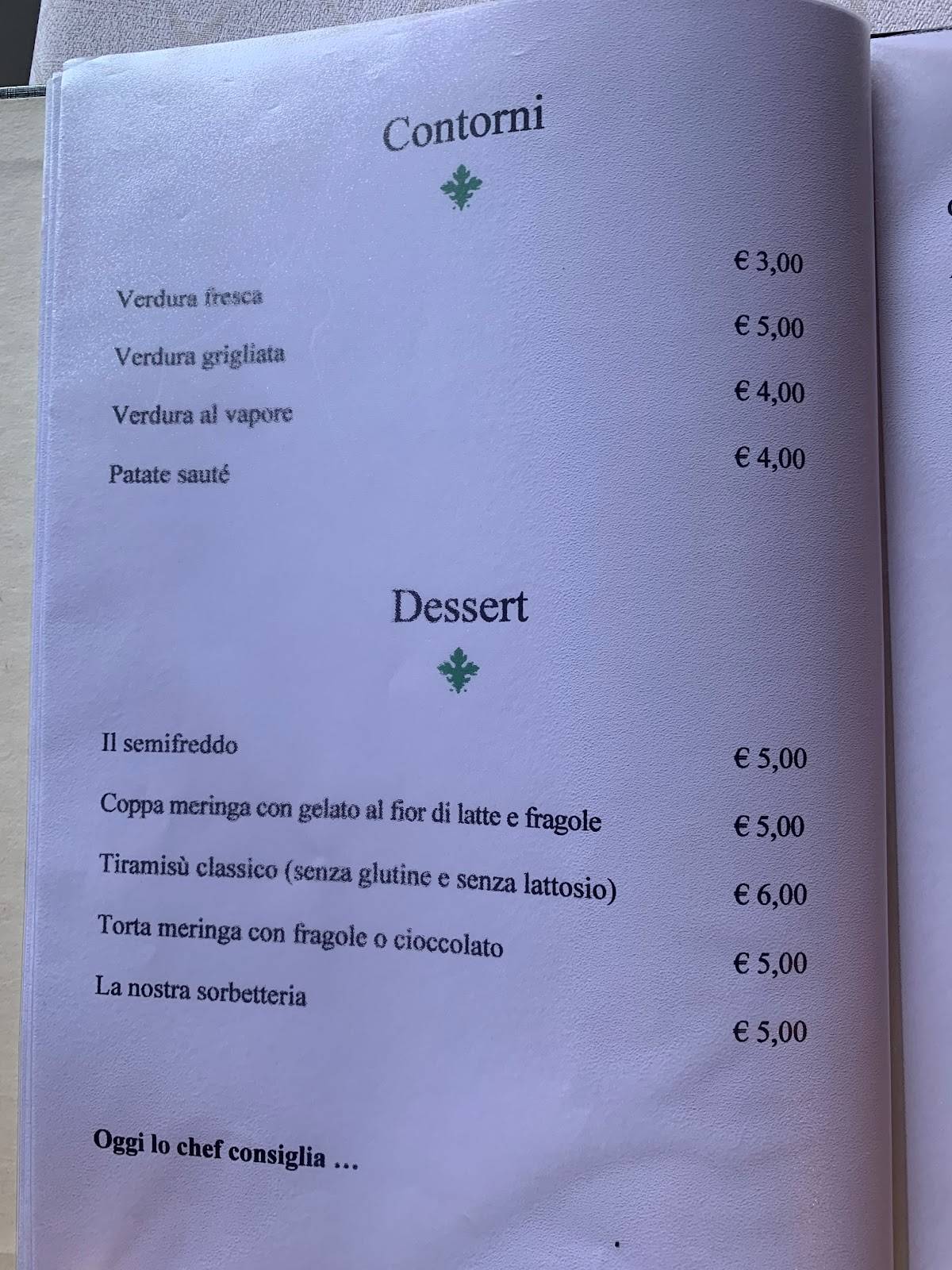 Menu di Ristorante Bosco 