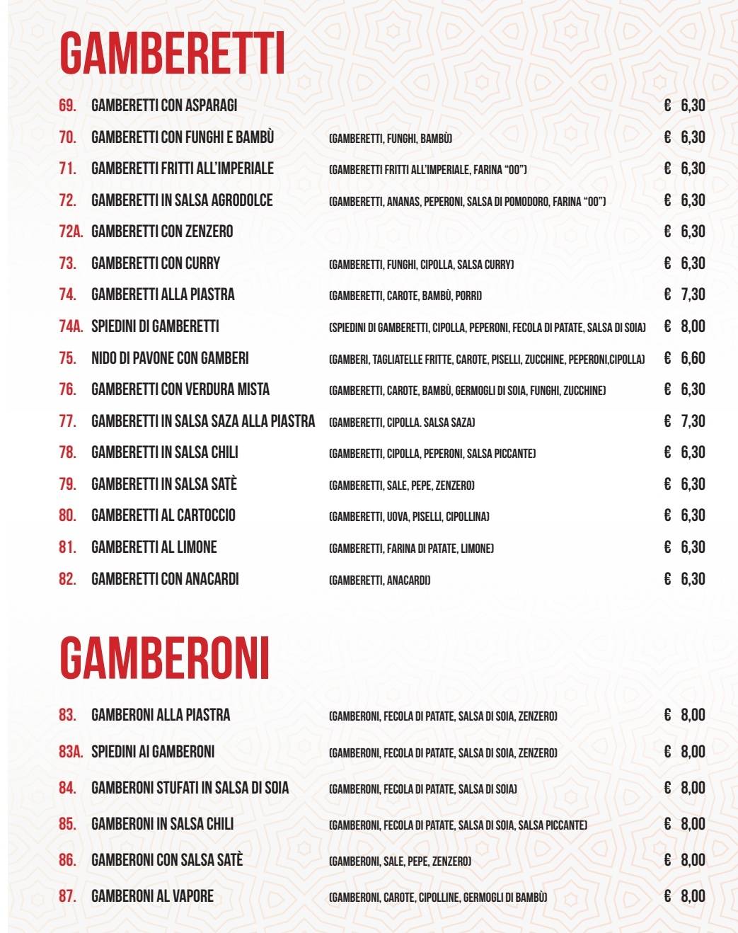 Menu di Ristorante cinese ASIA 