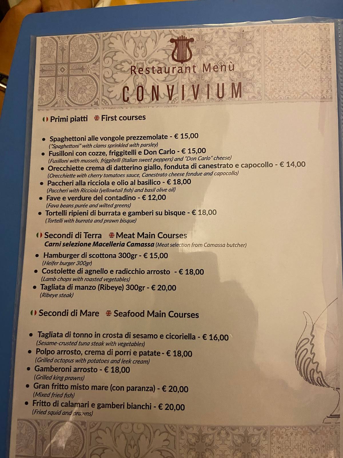 Menu di Ristorante Convivium 