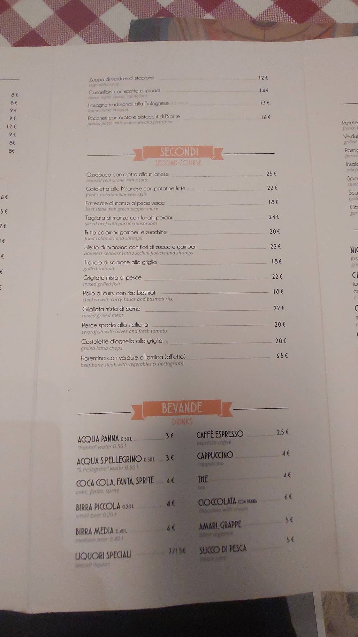 Menu di Ristorante Da Gigi 