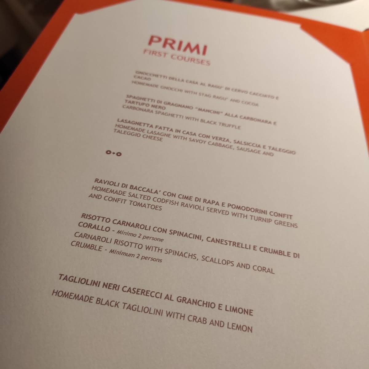 Menu di Ristorante Enoteca Cà Naonis 