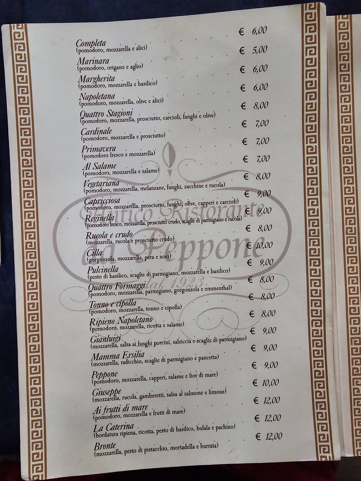 Menu di Ristorante da Peppone, San Lucido 