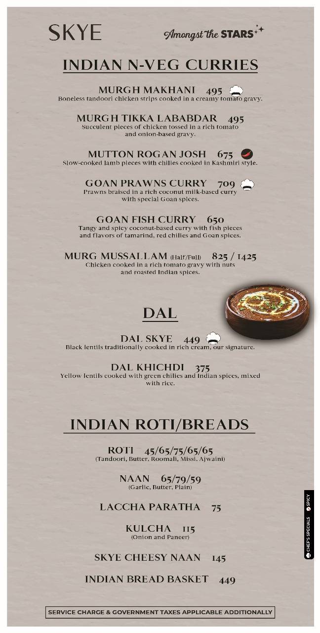 SKYE RoofTop (Magarpatta) menu