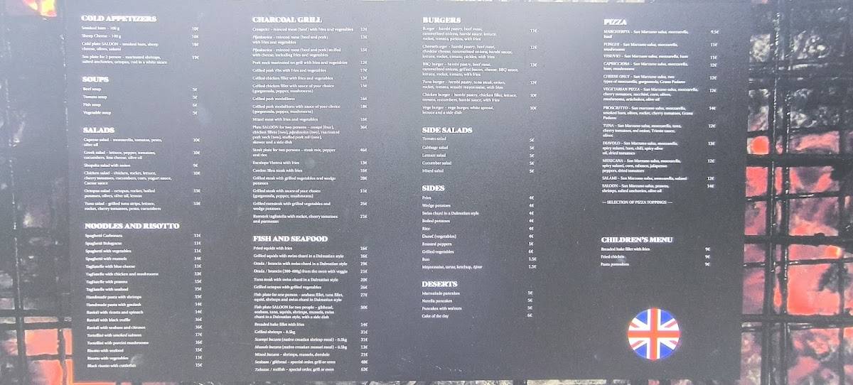 Menu di Saloon 