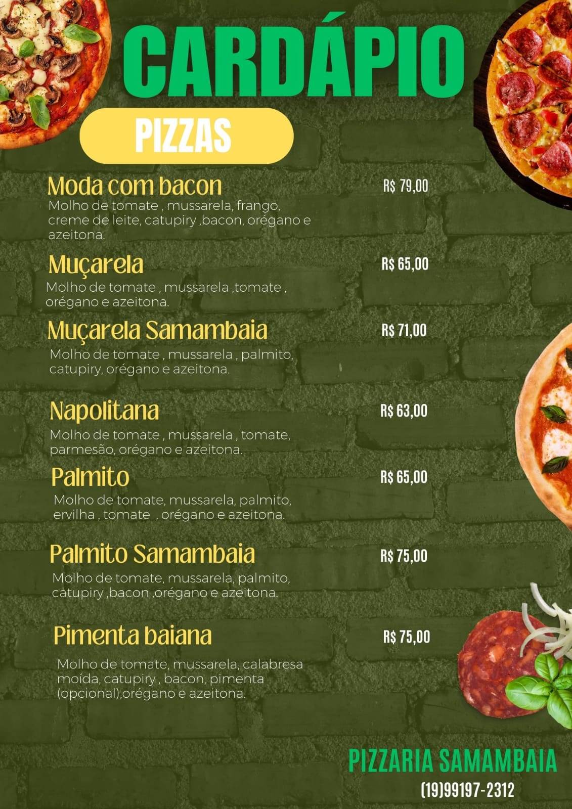 Samambaia Pizzaria e Lanches cardápio