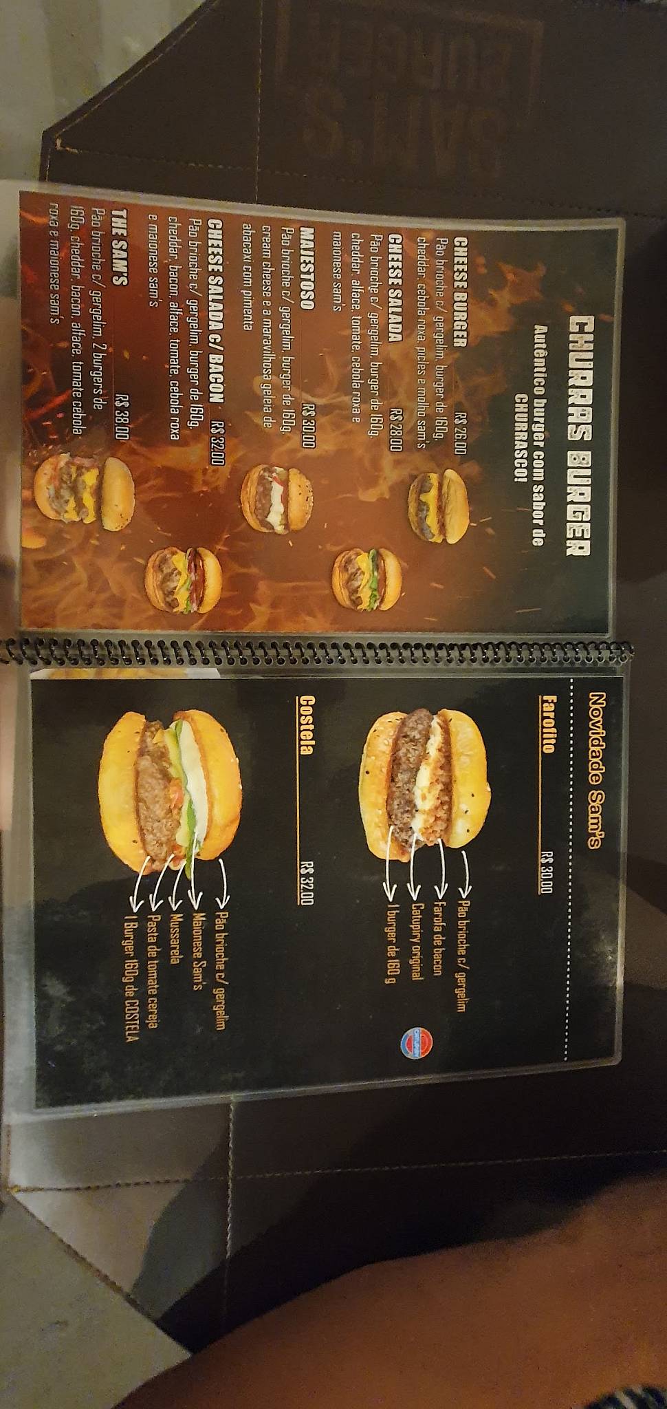 Sam's Burger cardápio