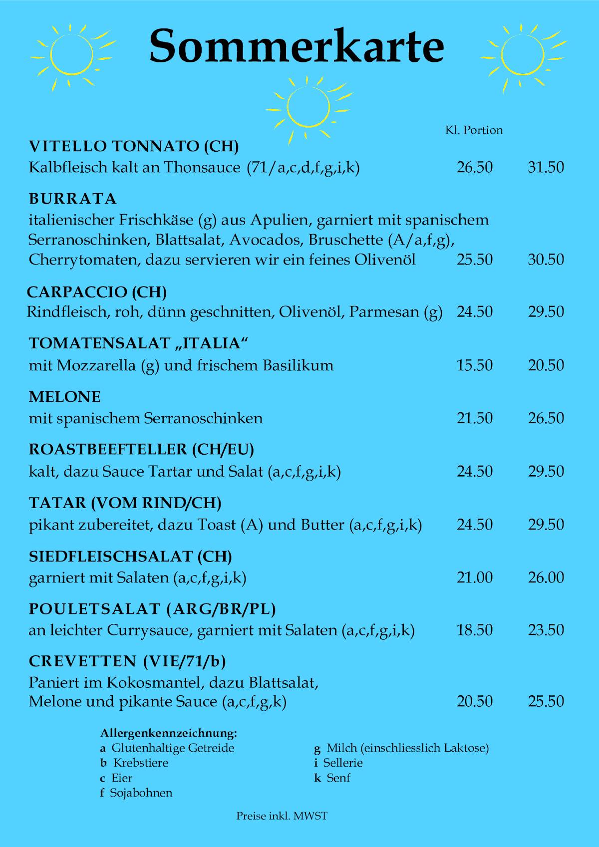Menu di Restaurant Schützenruh 