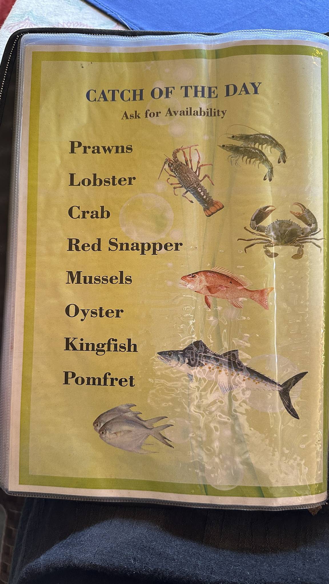 Sea Front Beach Huts Patnem menu