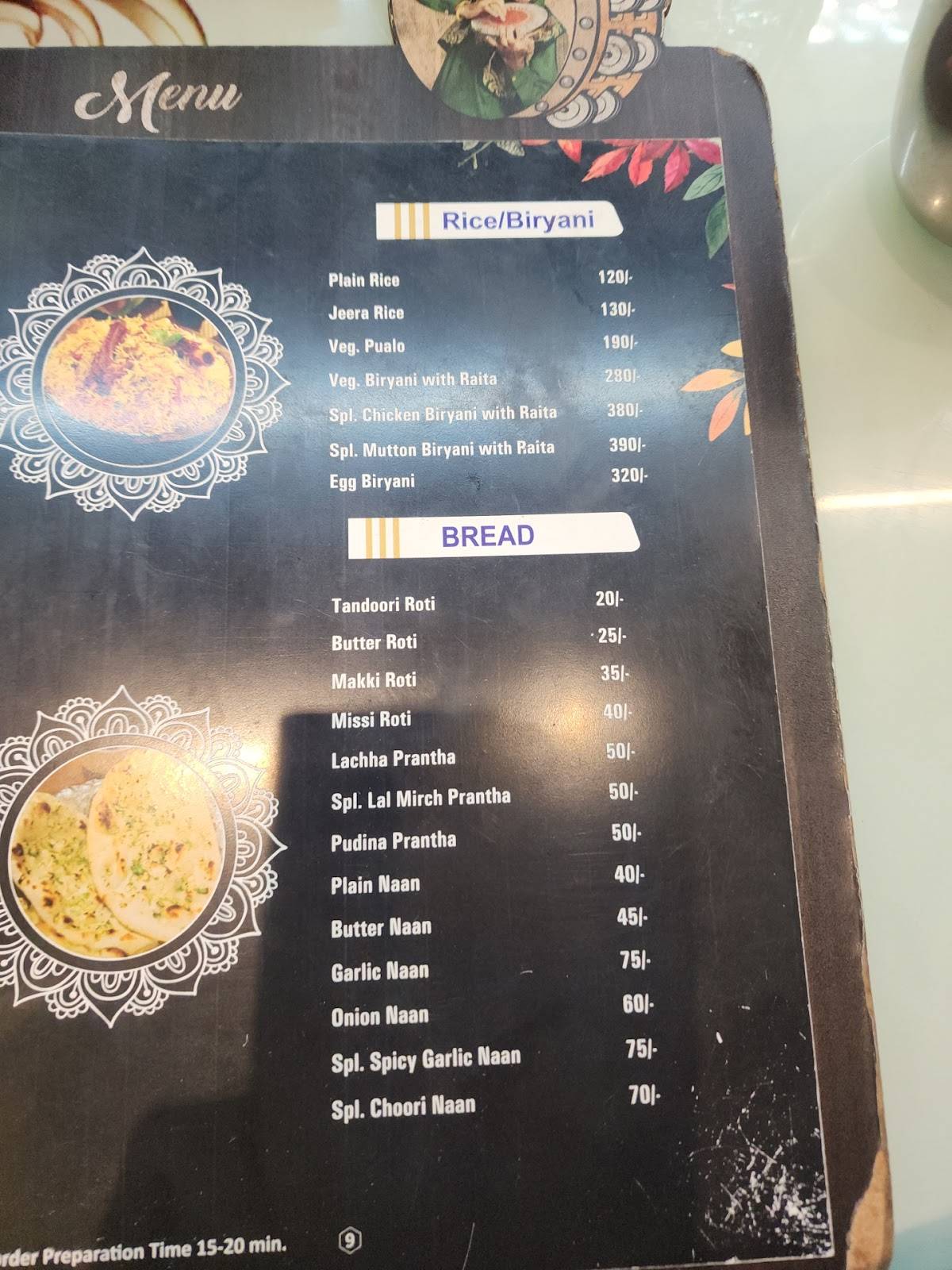 Sethi Dhaba menu