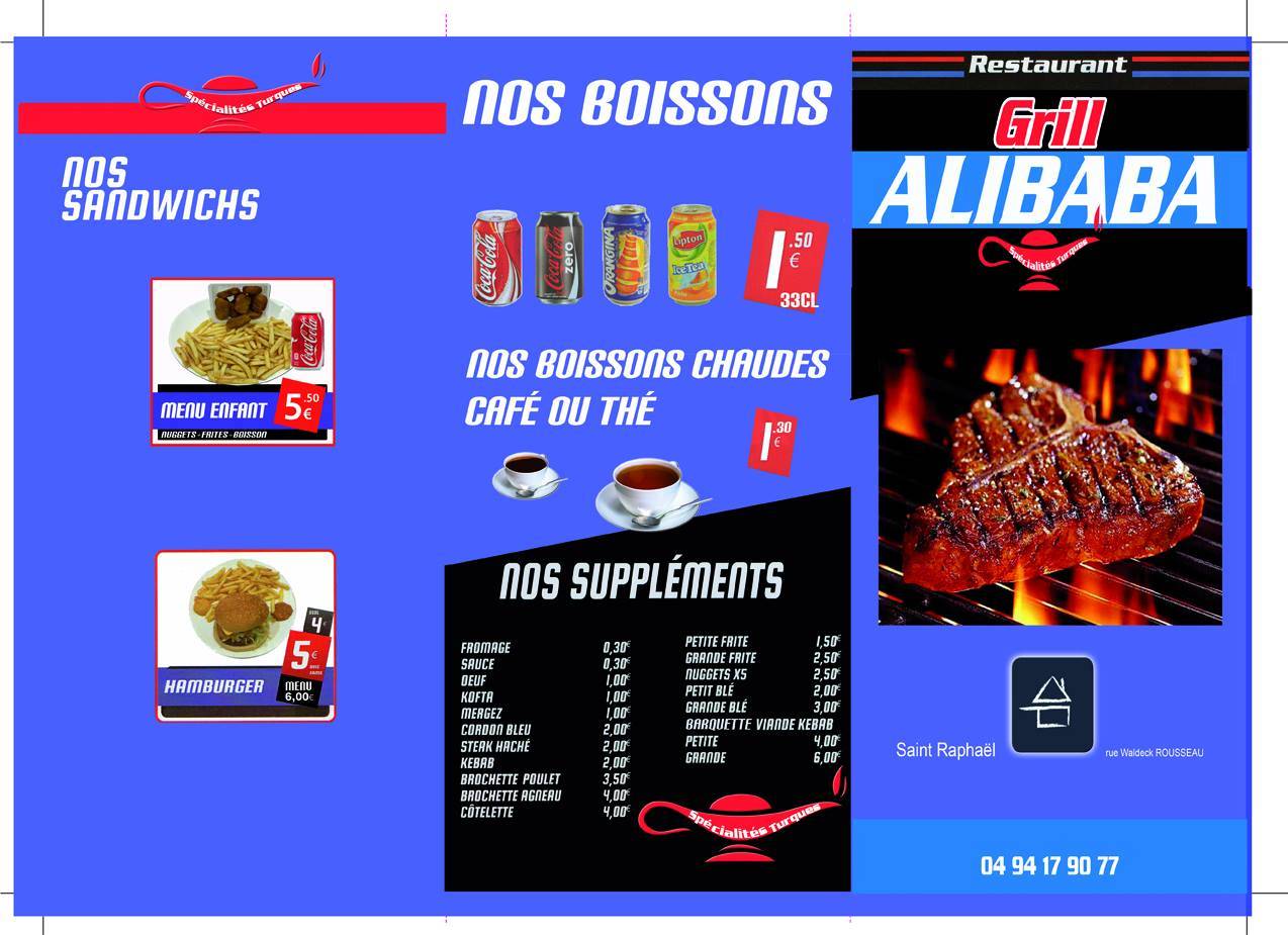 Menu de Restaurant Snack Kebab Grill Ali Kemal Halal