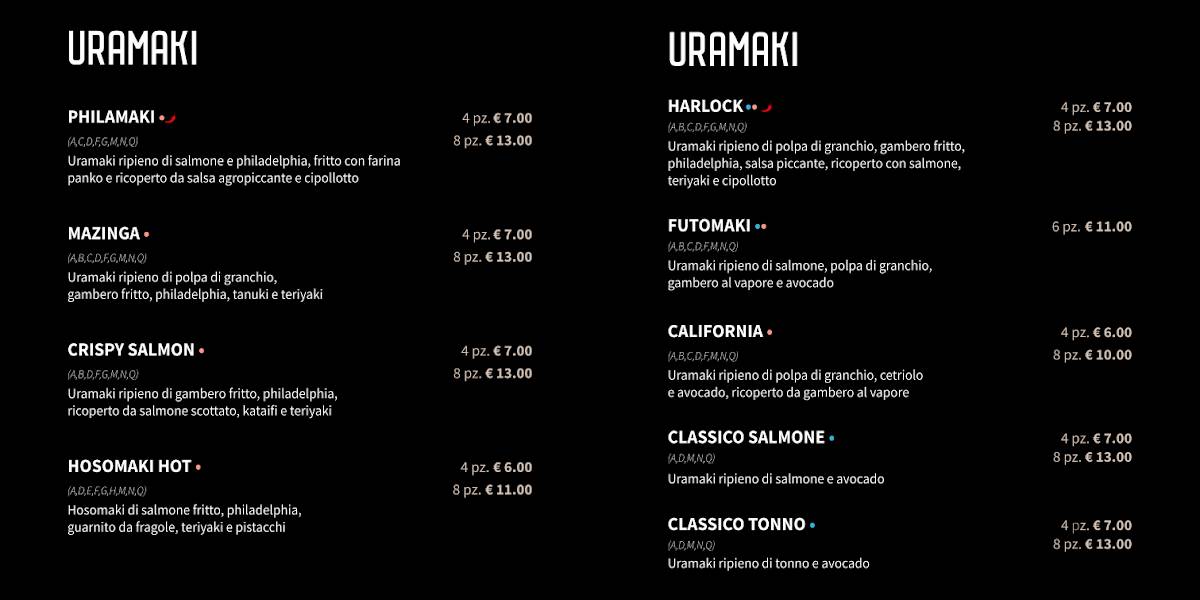 Menu di Sushi Corner Riccione 