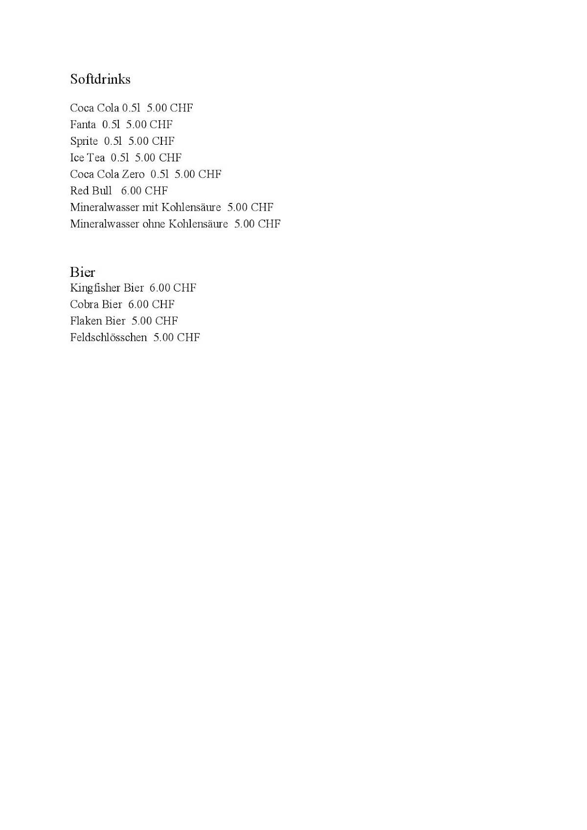 Menu di Swethlana Indian Restaurant 