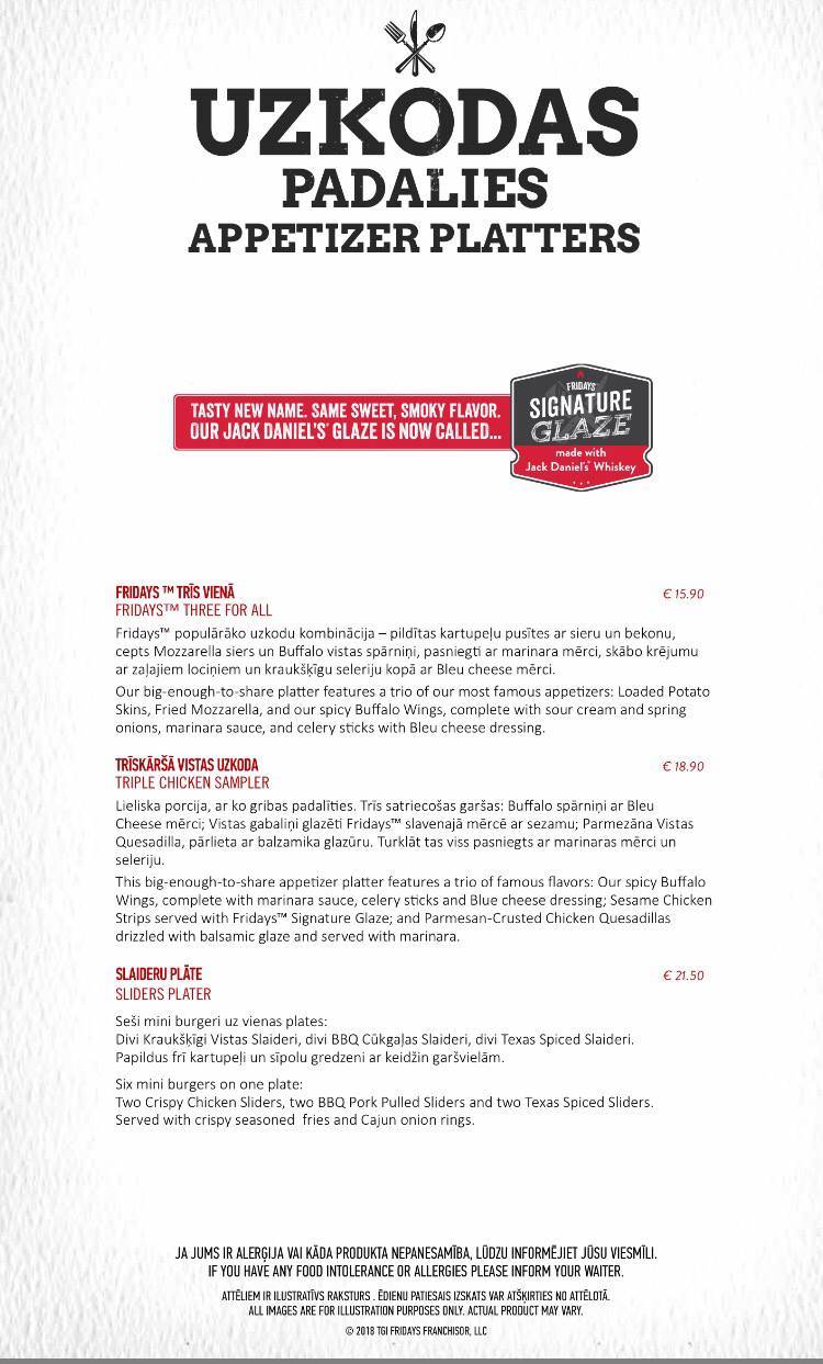 Menu de T.G.I. Friday's