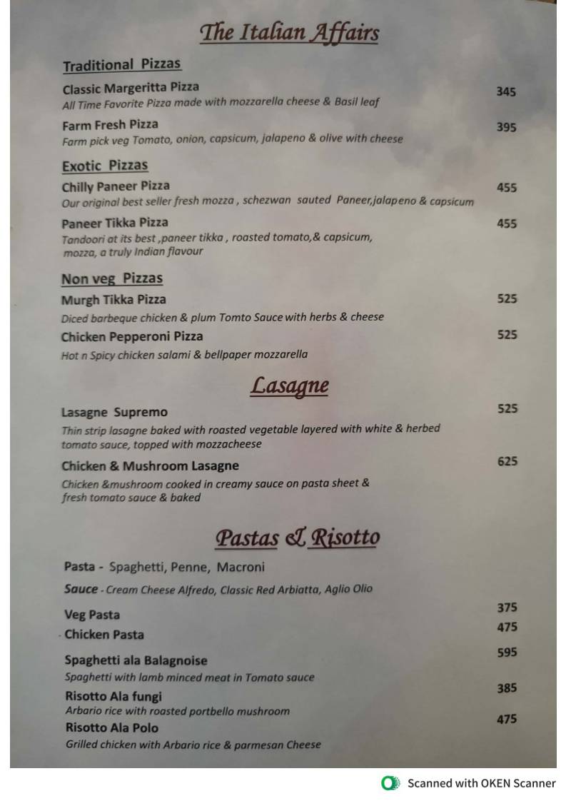 THE ROYAL DINING RESTAURANT menu