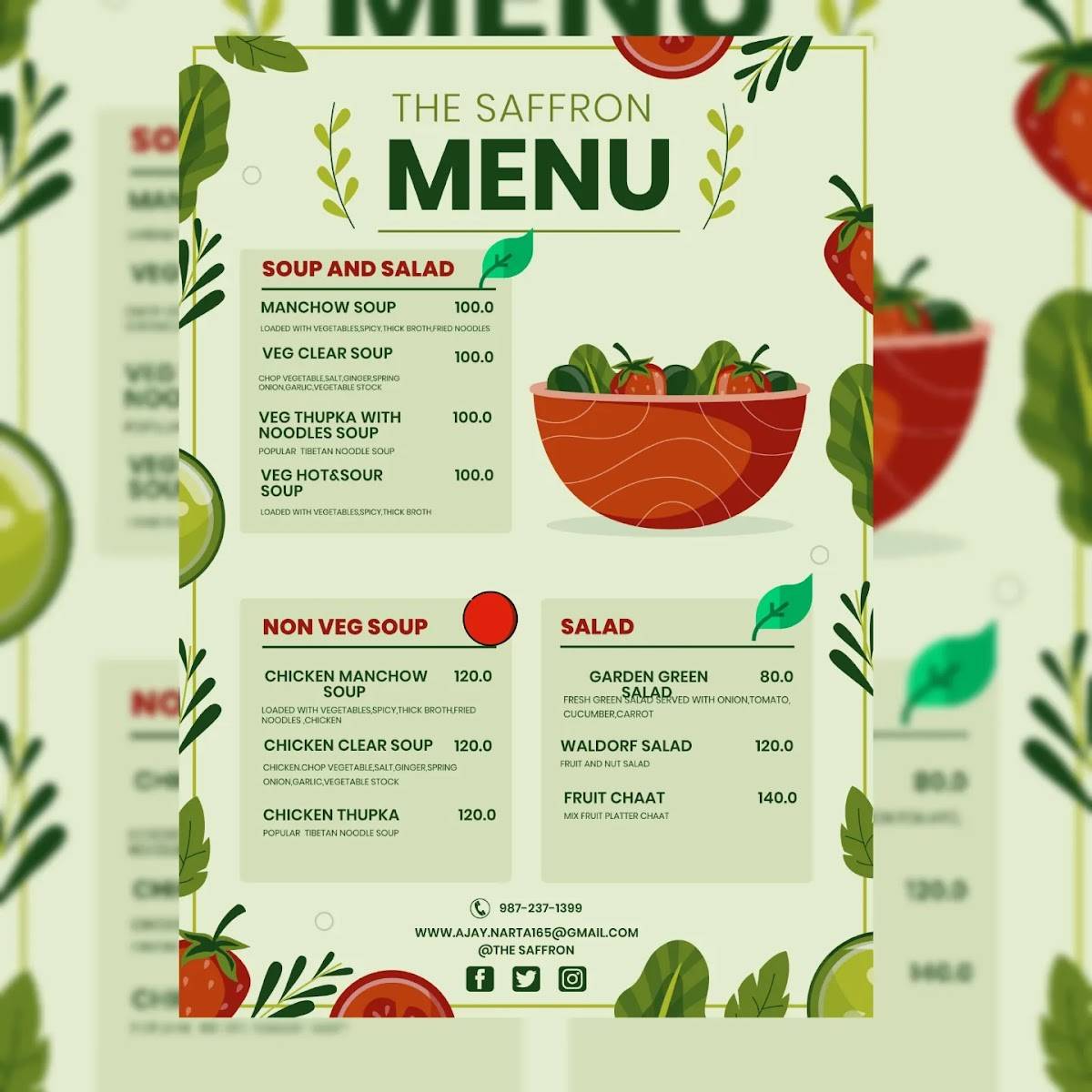 THE SAFFRON menu