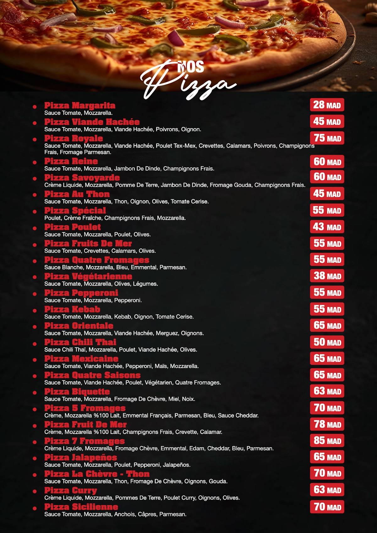 Menu de Tacos Avenue