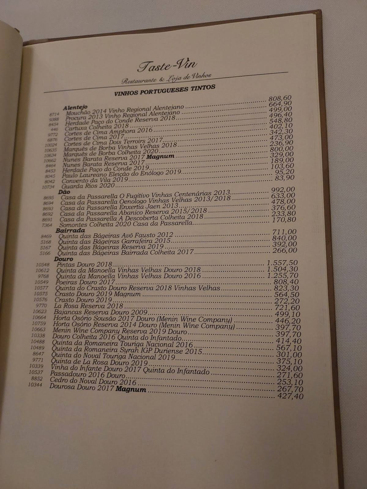 Menu em Taste-Vin restaurante, Belo Horizonte