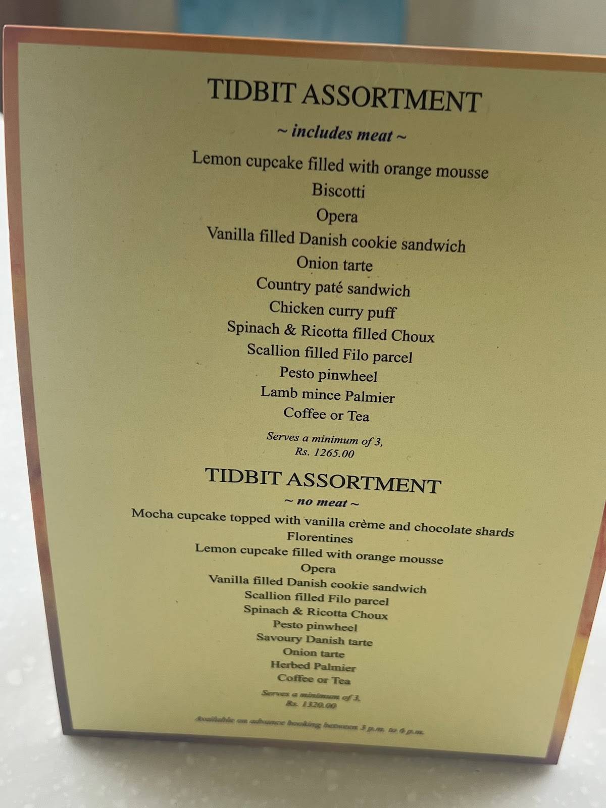 The Culinarium menu