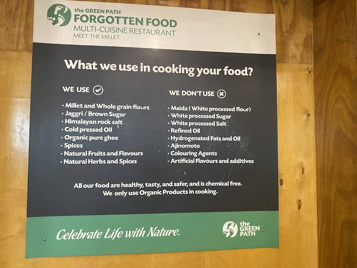 The GreenPath Organic Restaurant menu