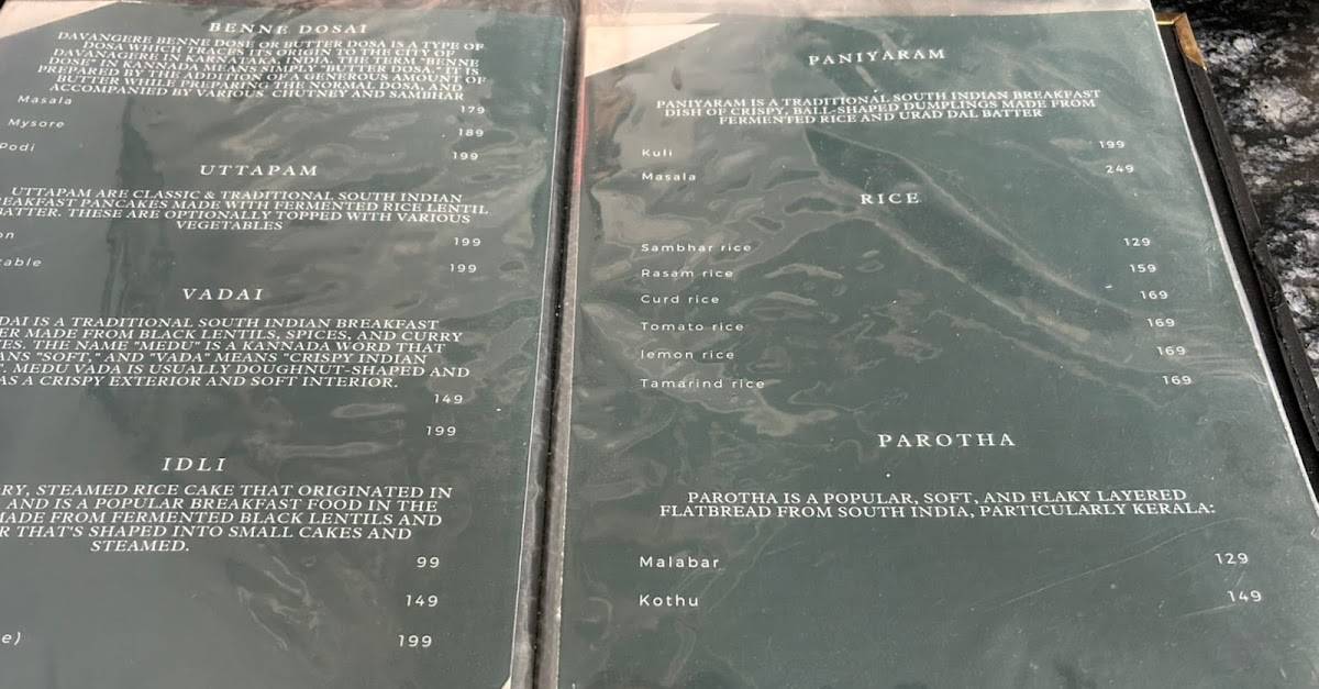 The Madras Kitchen menu