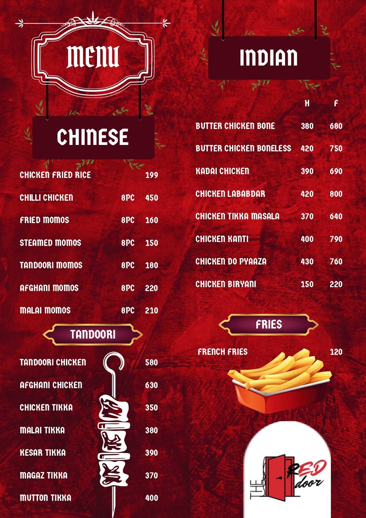 The Red Door menu