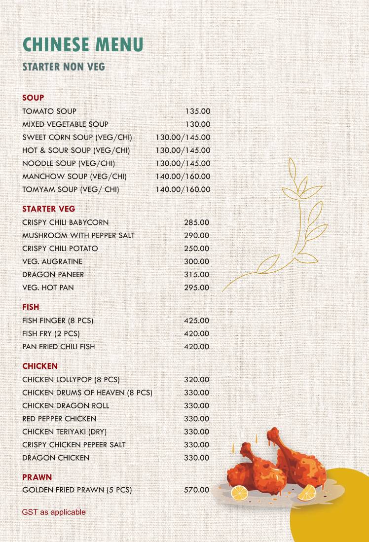The Rose (Kankurgachi) menu