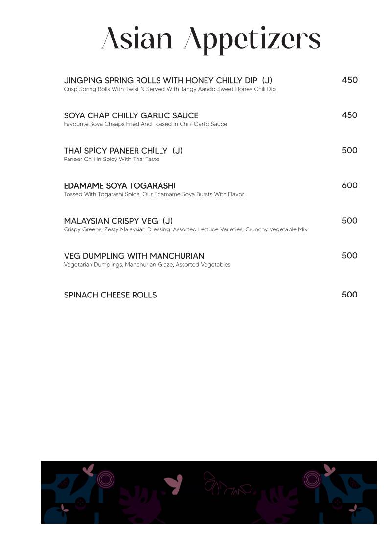 The Starry Foliage menu