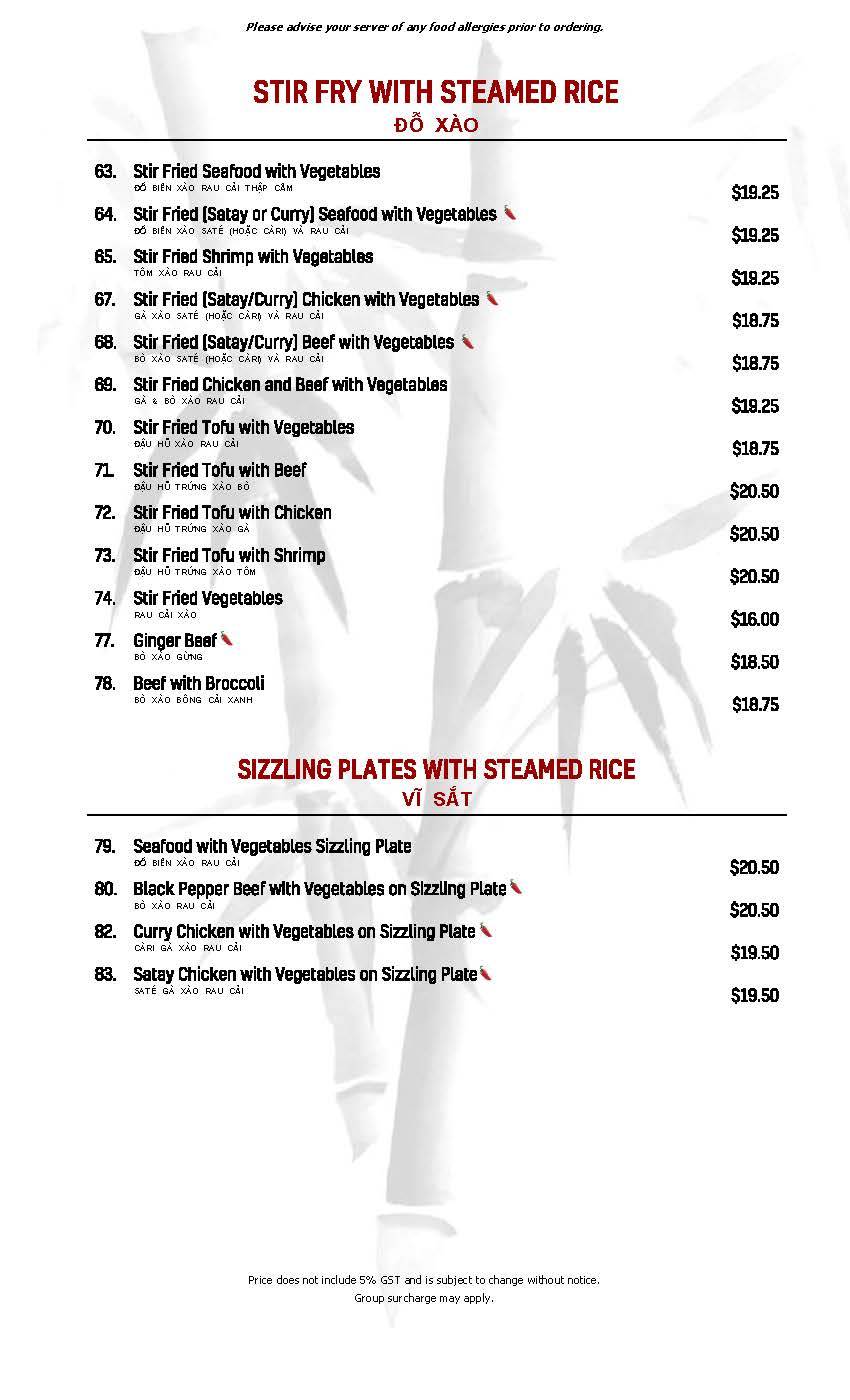 Menu at Thuan Hoa Restaurant, Lethbridge