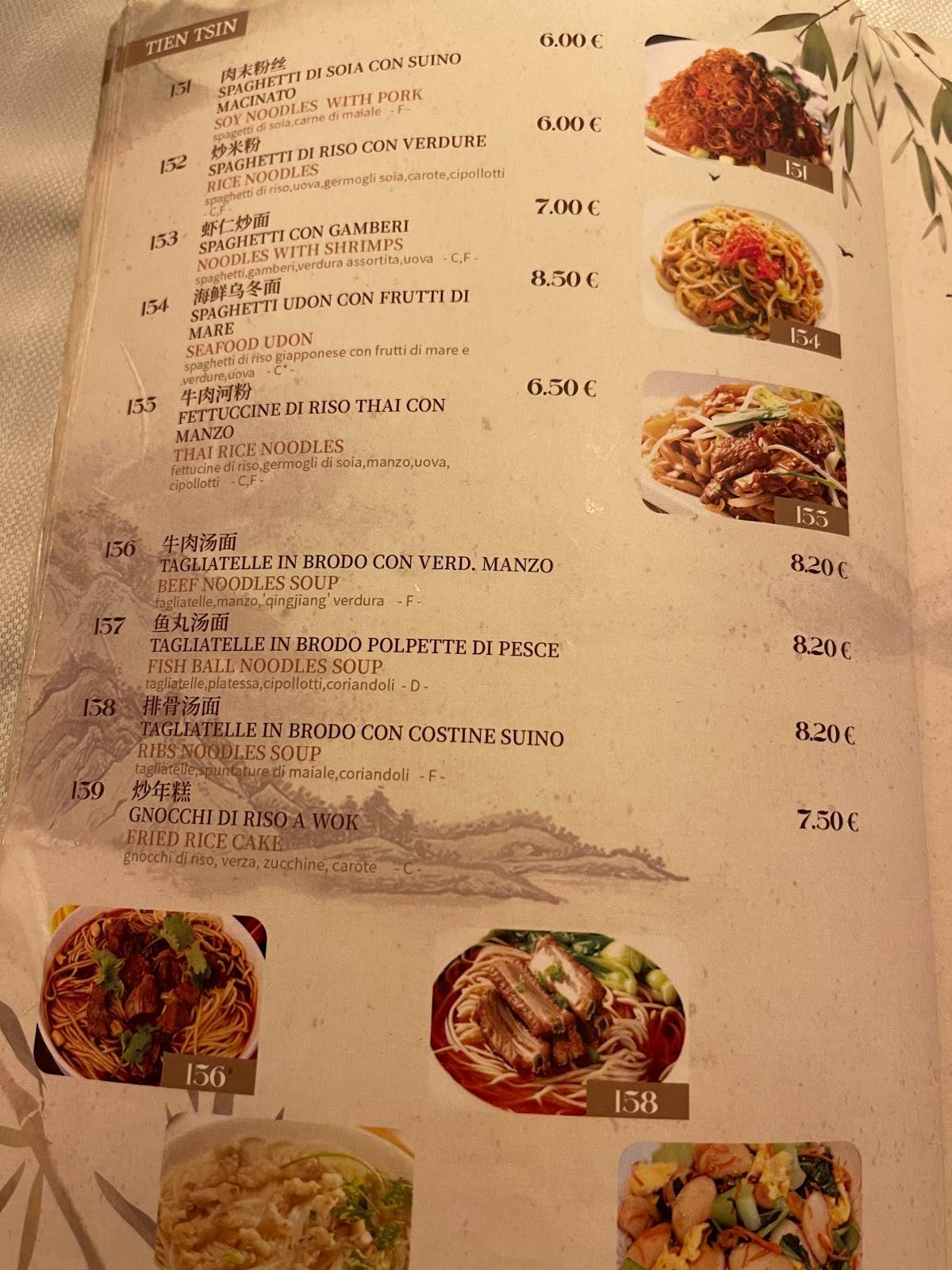 Menu di Tien Tsin 