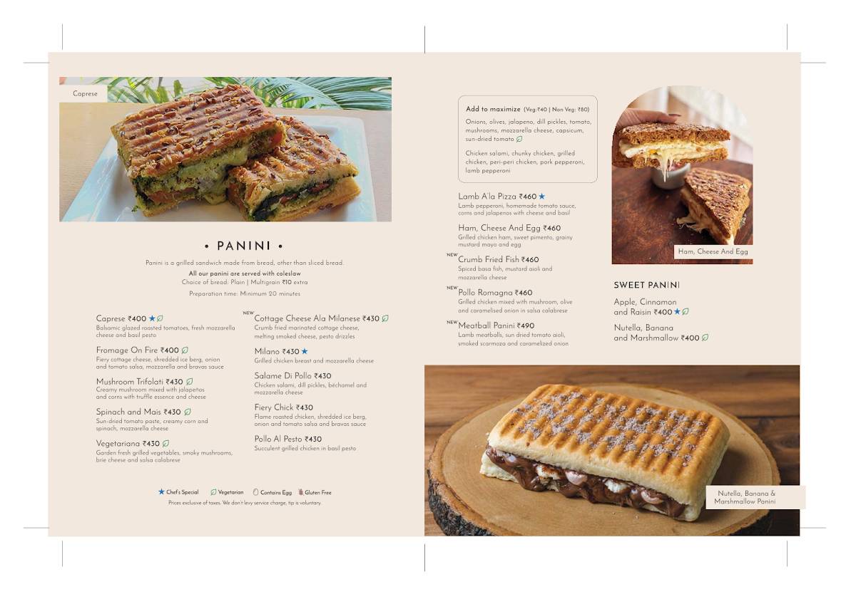 Tiny Tuscan Cafe Galleria Market menu