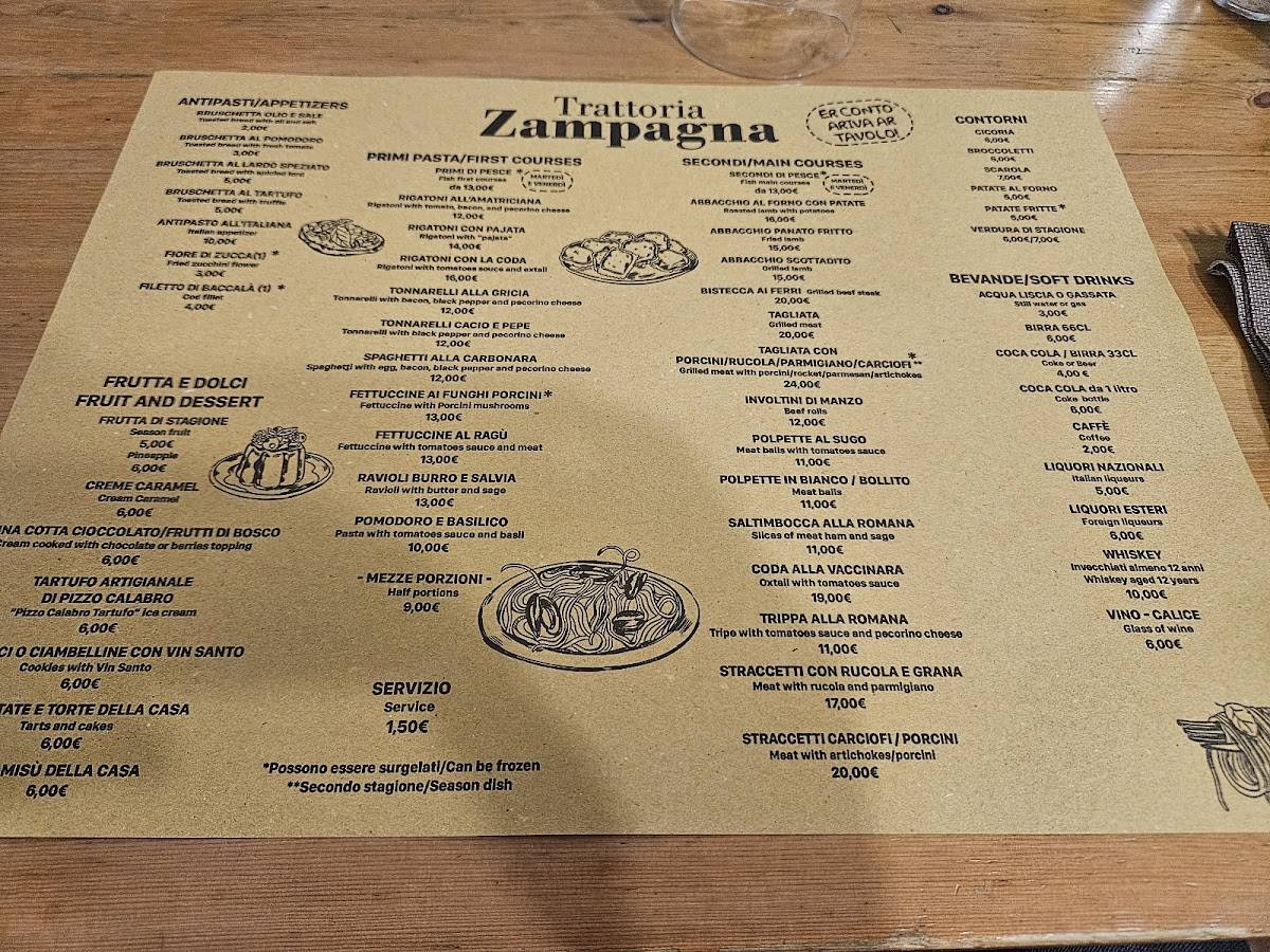 Menu di Trattoria Zampagna 