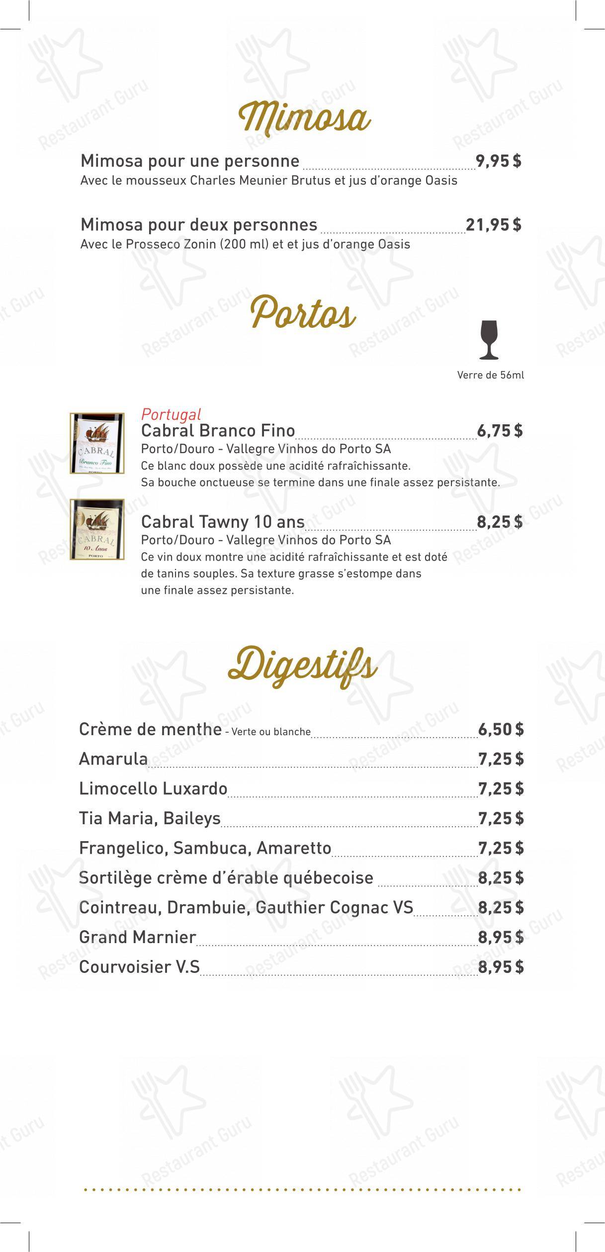 Restaurant Tuscanos dans Québec - Dinner Menu