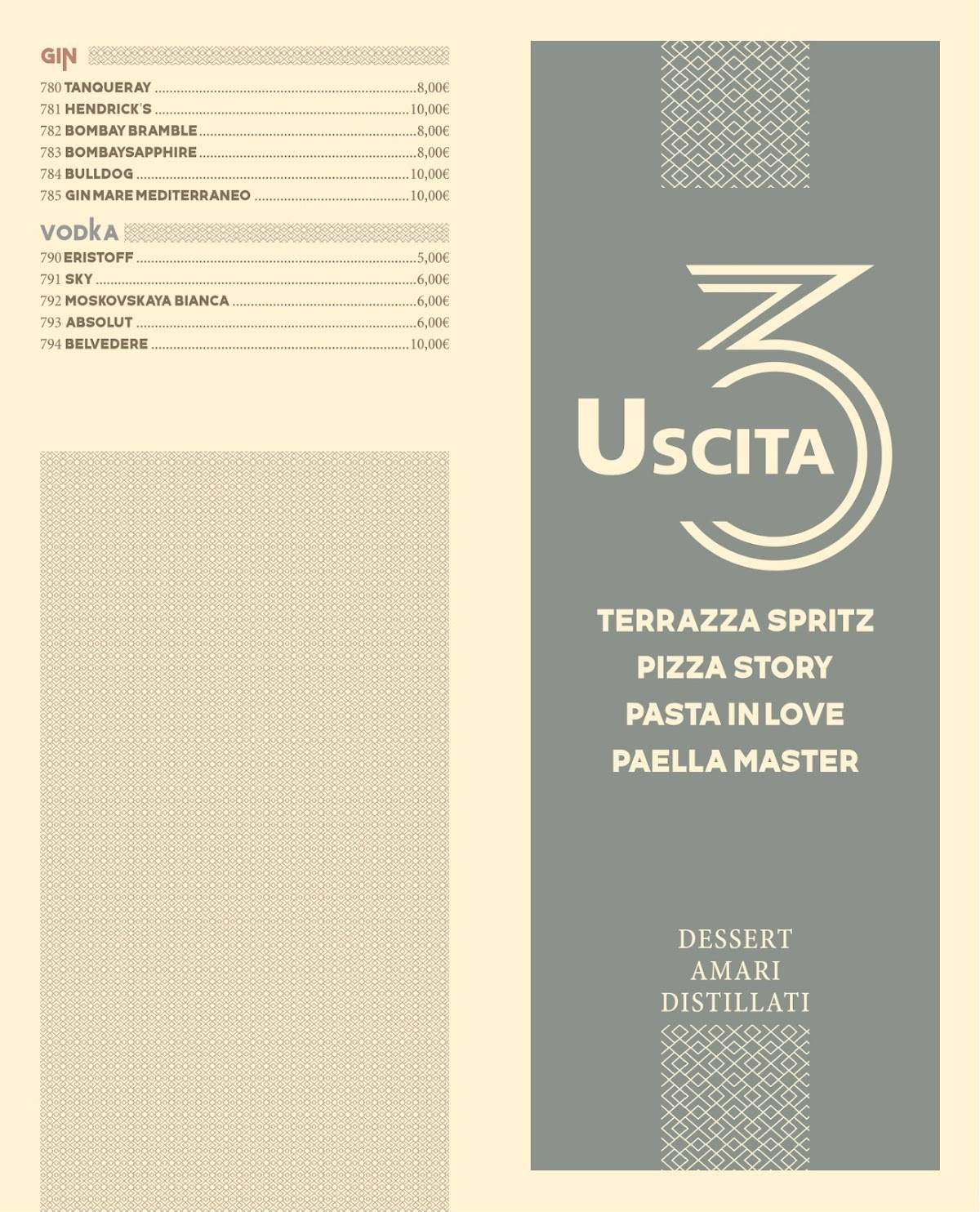 Menu de Uscita 3 Bistròrante