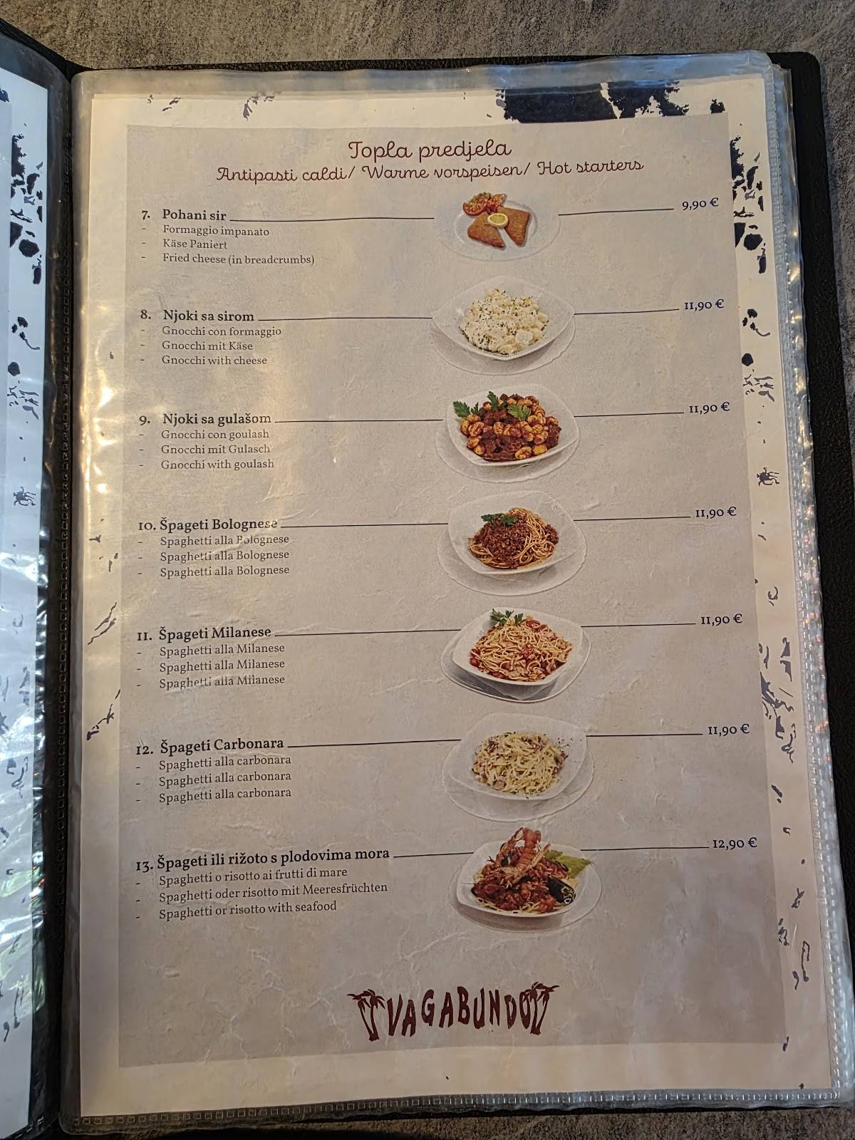 Menu di Vagabundo Medulin 