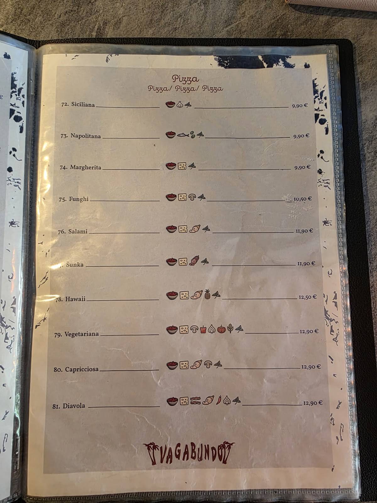 Menu di Vagabundo Medulin 