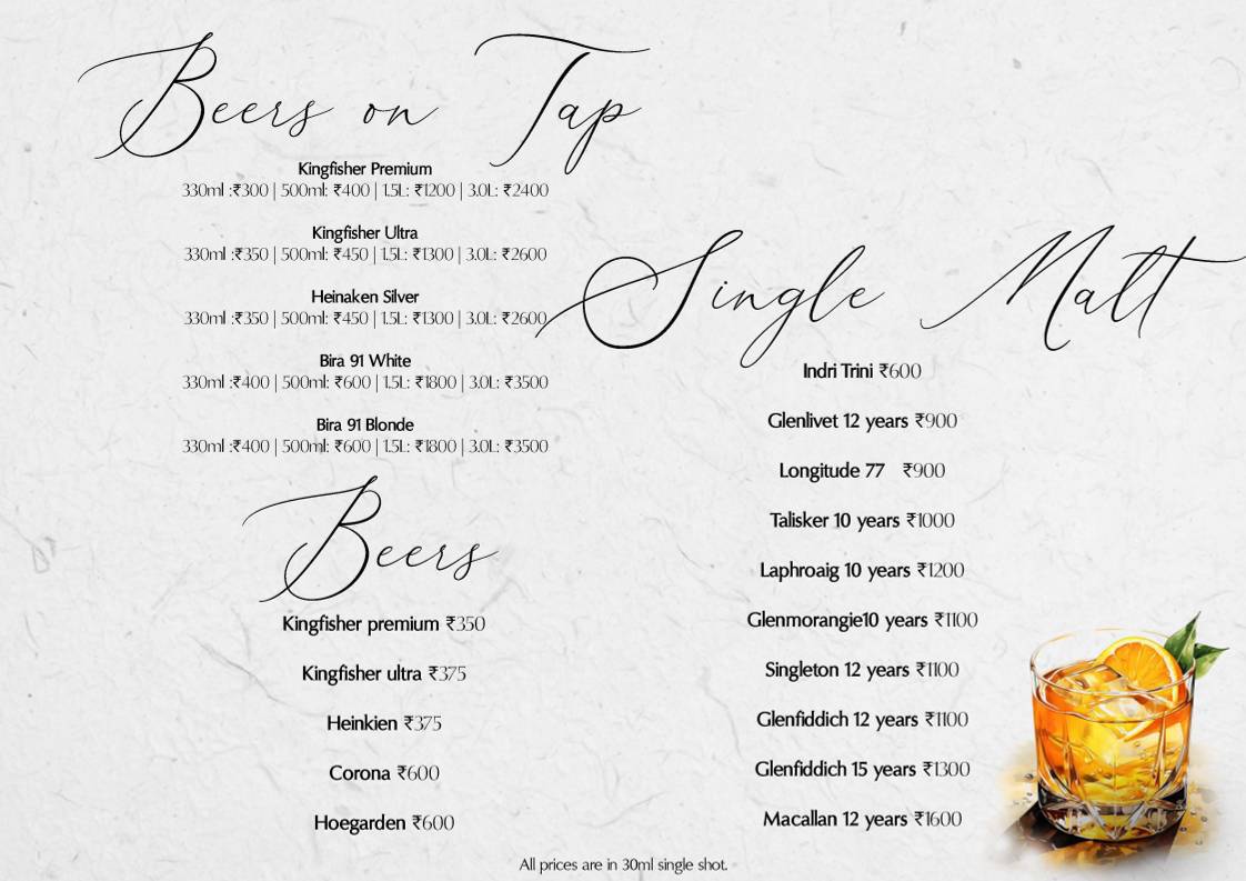 Veranda Bandra - Modern Indian Restaurant & Rooftop Bar menu