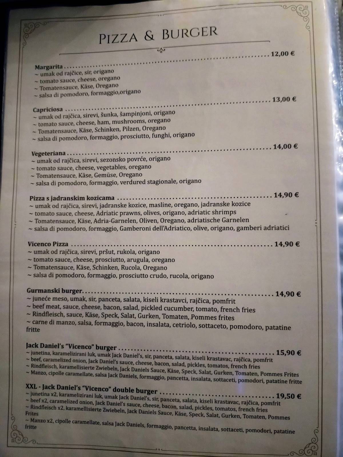 Menu di Vicenco Grill Bar 