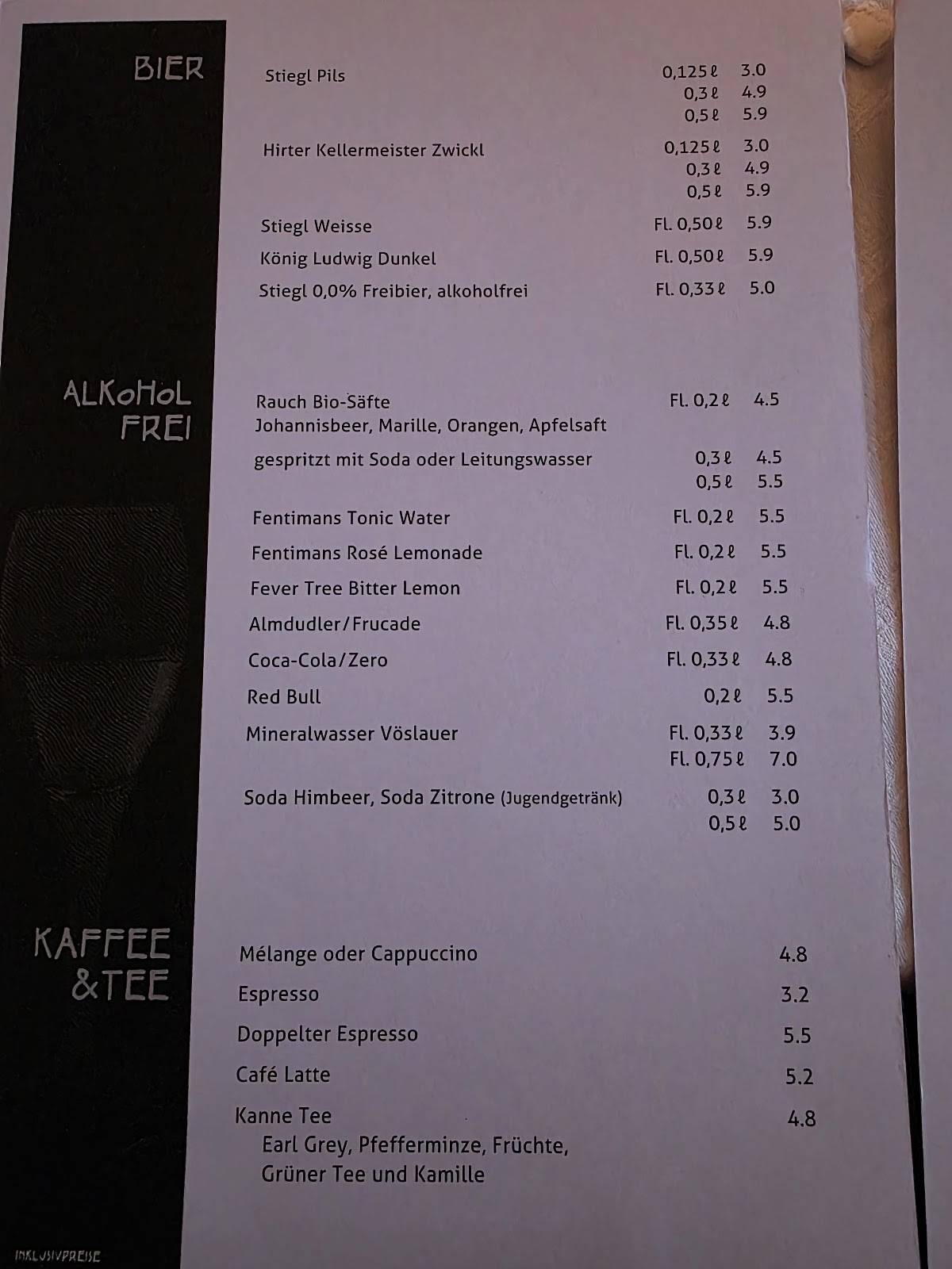 Menu de Restaurant Wiener