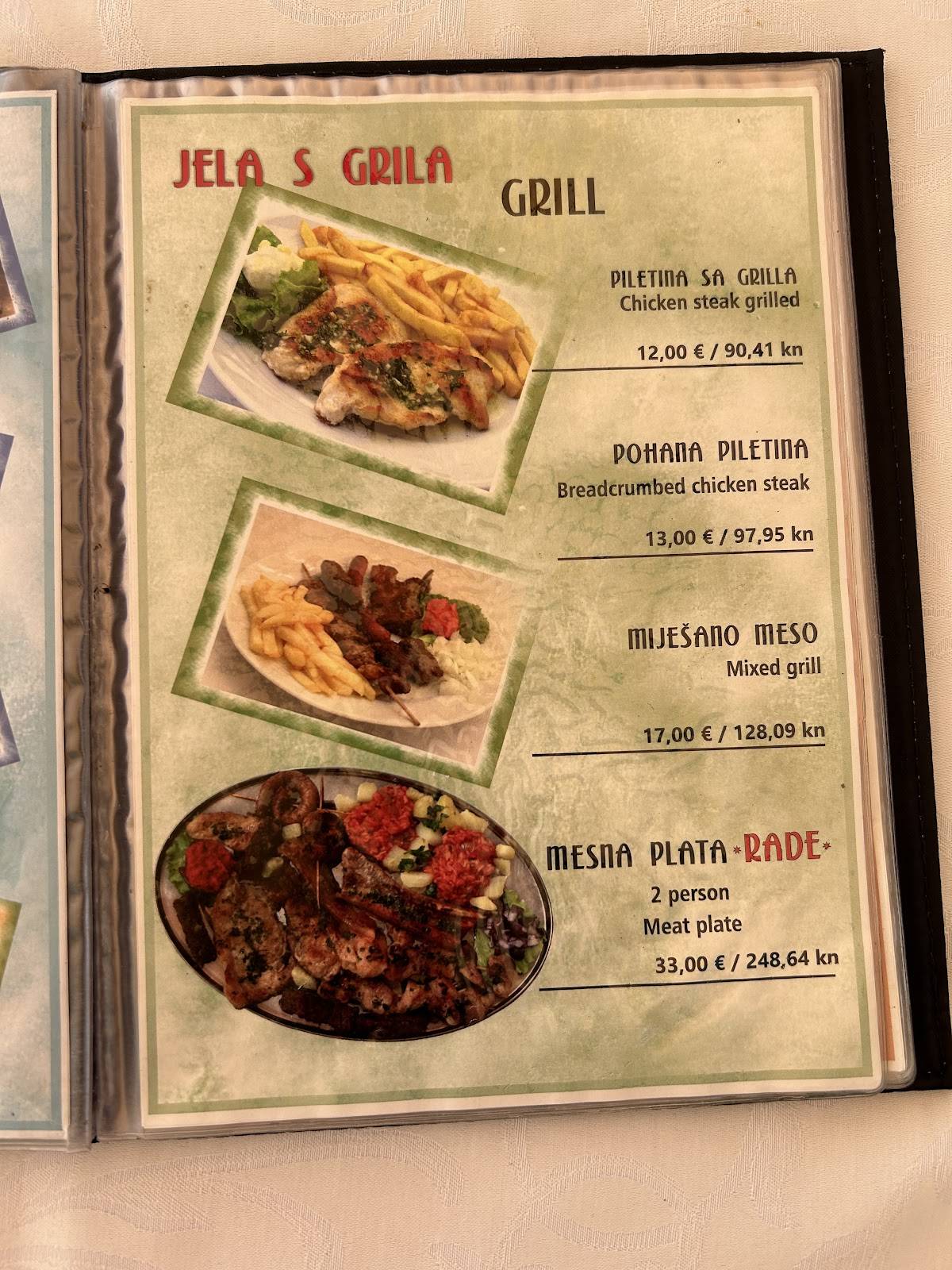 Menu de Zalogajnica "Rade"