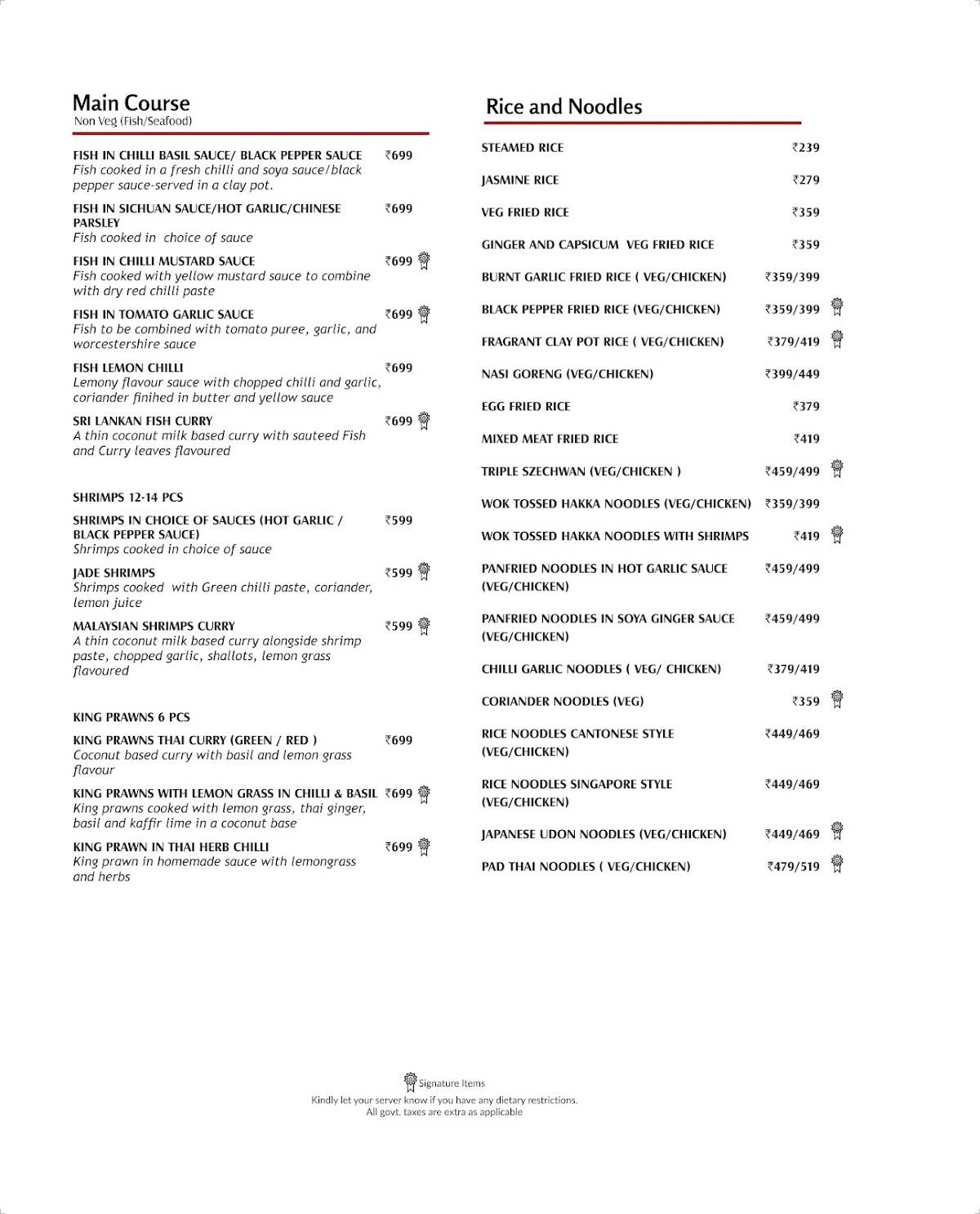 Zao menu