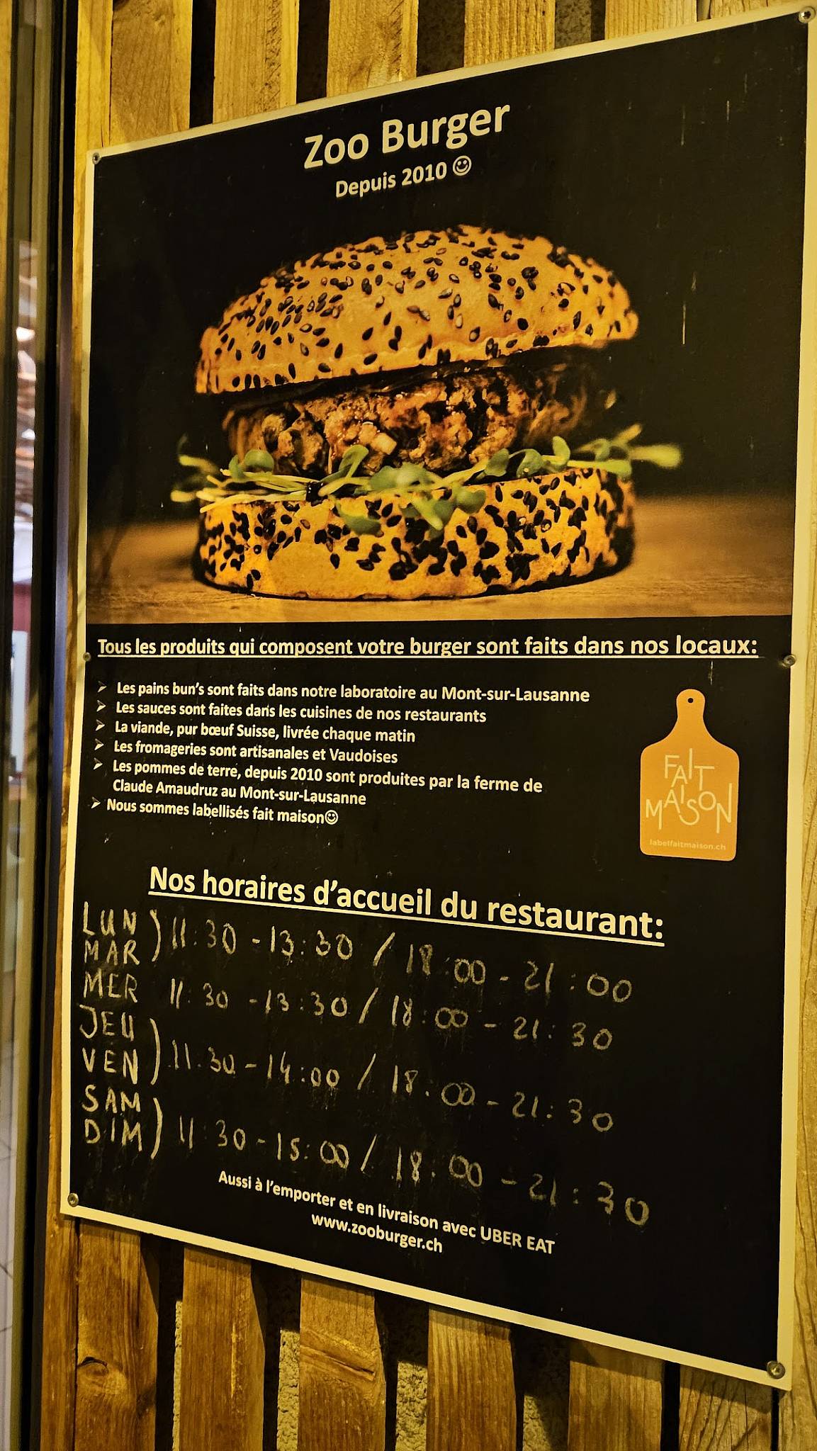 Menu di Zooburger 
