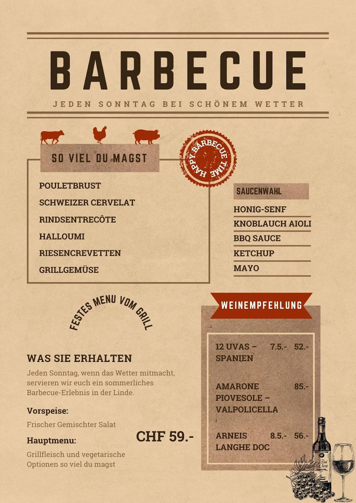 Menu de Restaurant Zur Linde