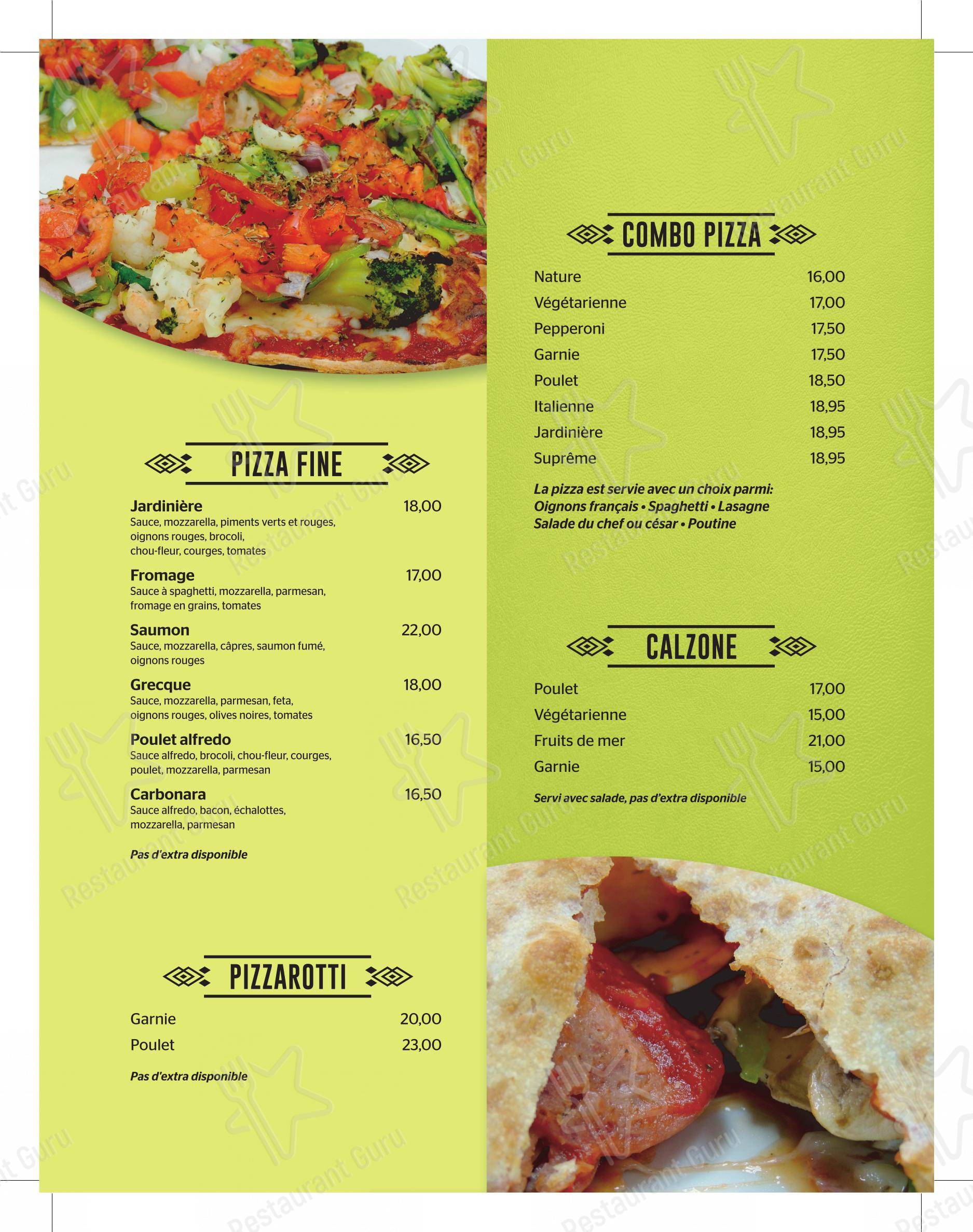 Menu pour Restaurant À la Rive - Menu bar