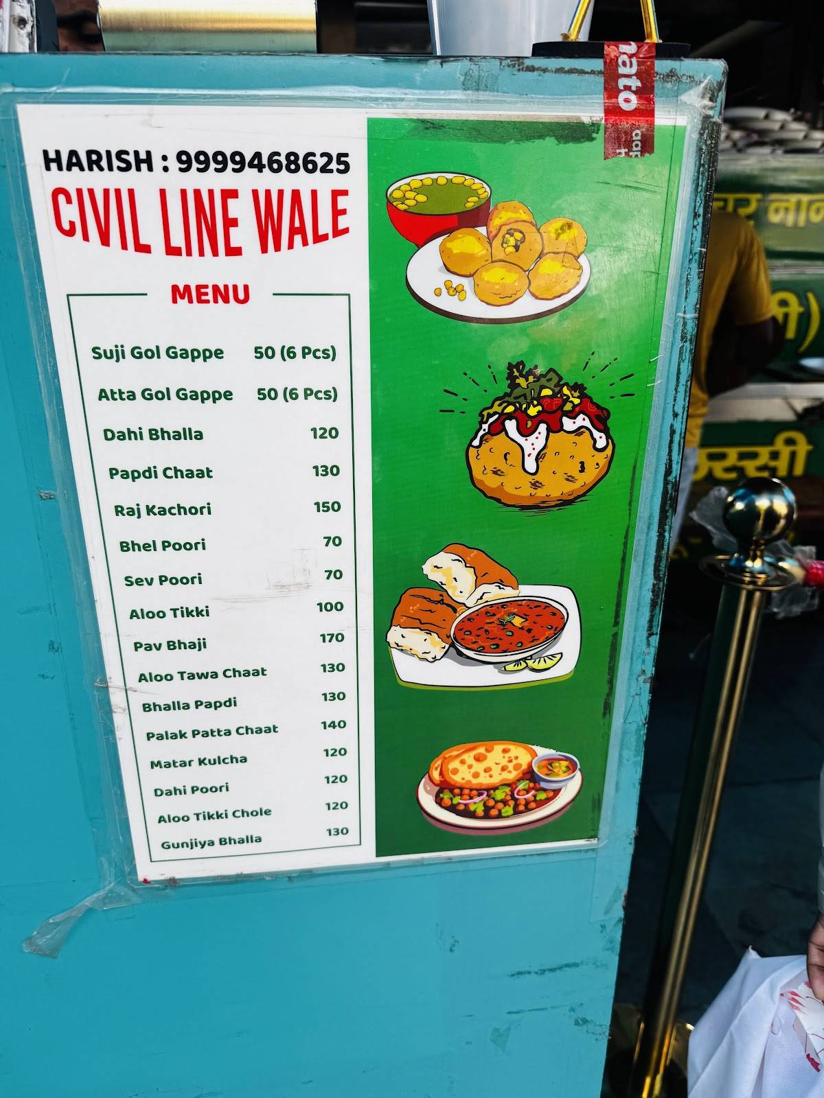 civil line chole bhature menu