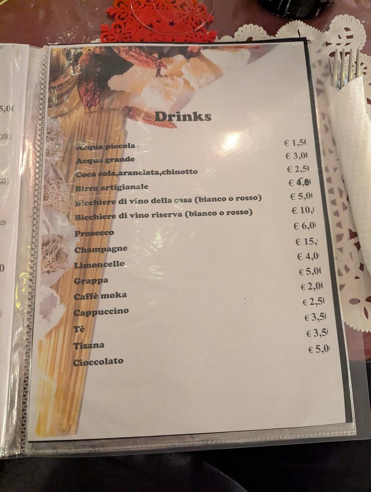Menu di kitchen Alimentari italian food 