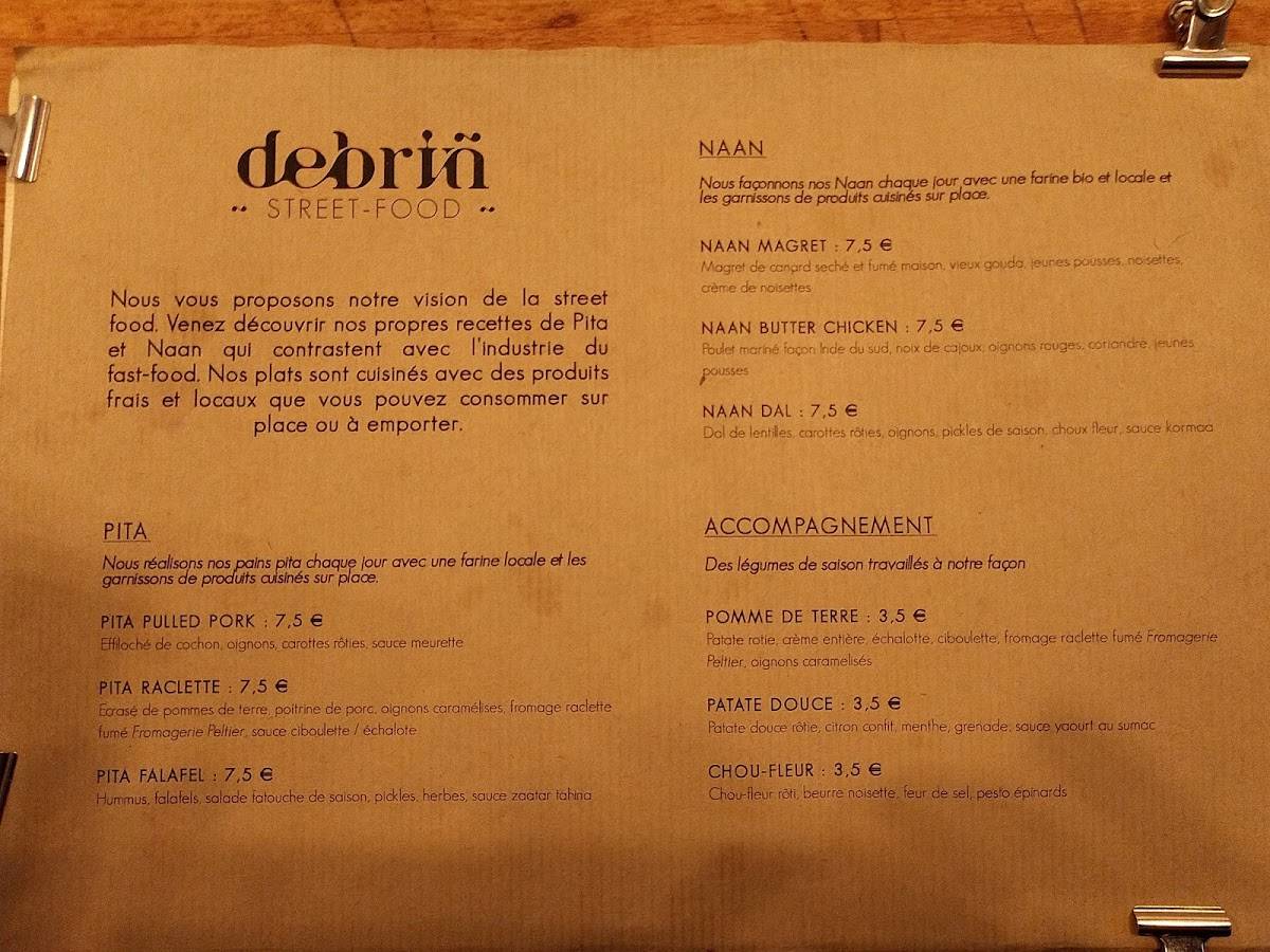 Menu de restaurant debriñ