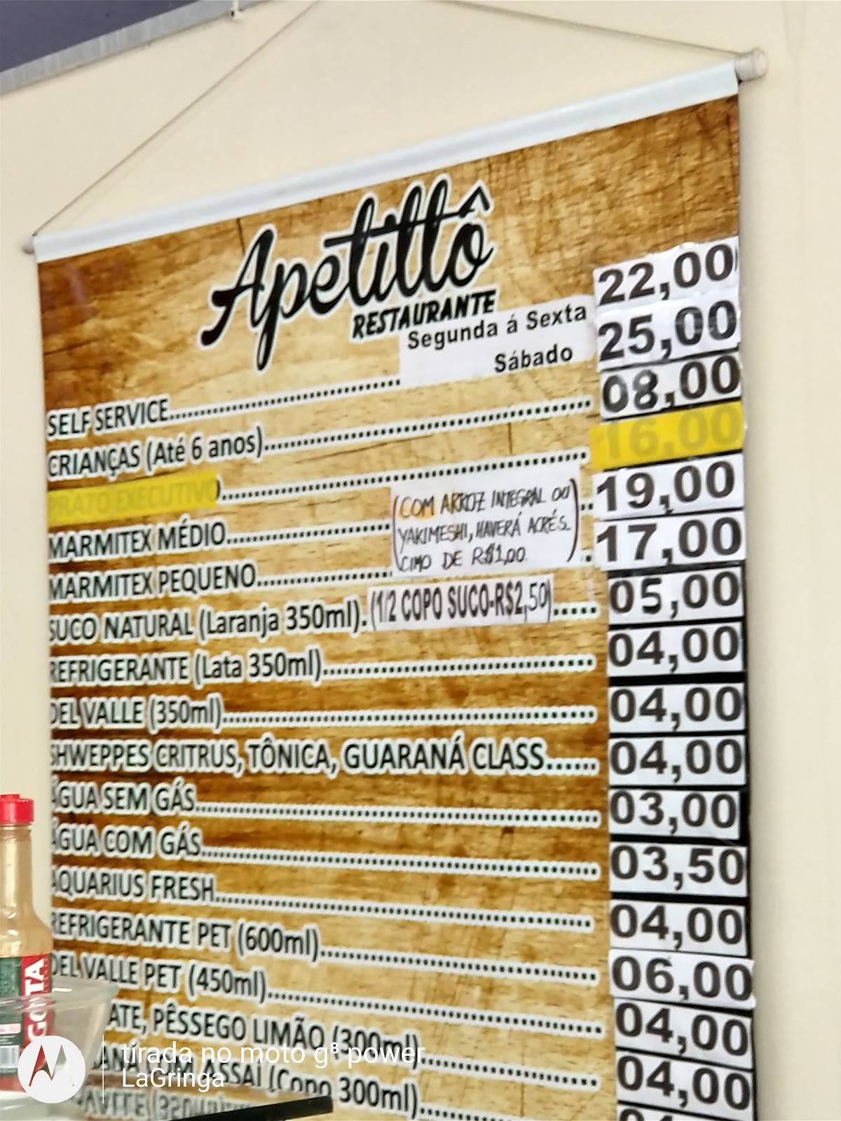 Restaurante Apetittô cardápio