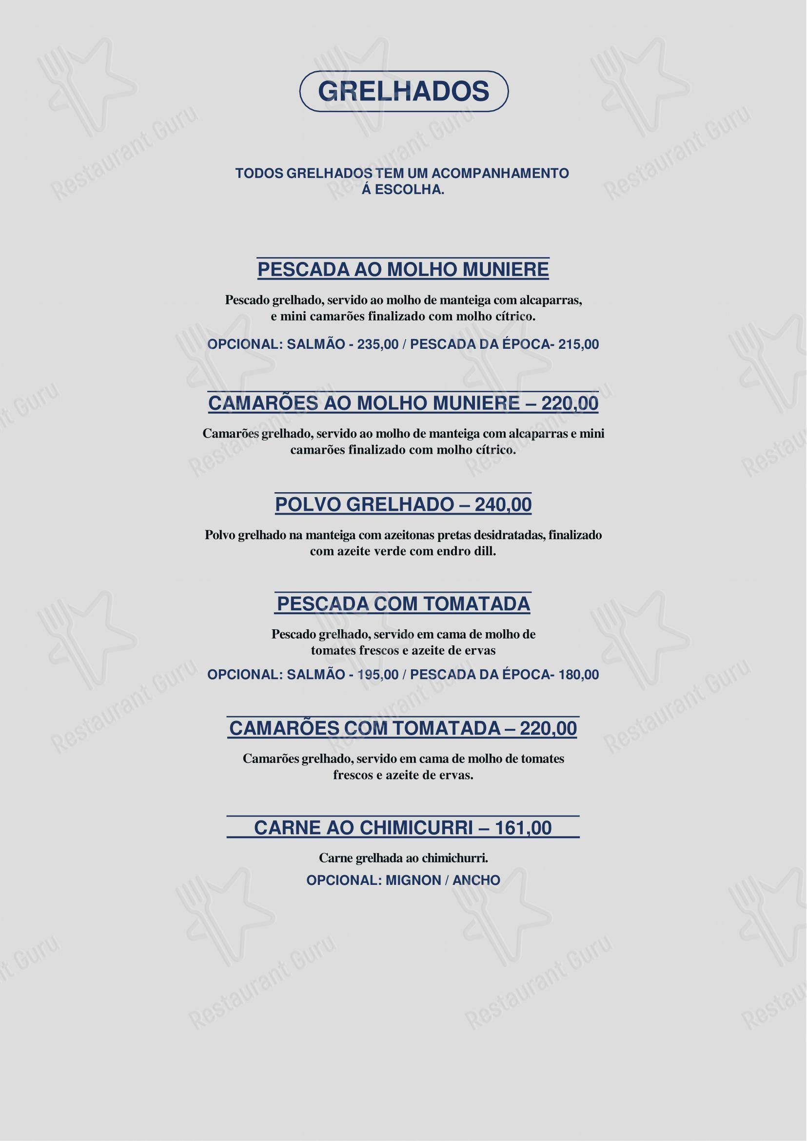 Menu para Restaurante Barco Ilhas restaurante
